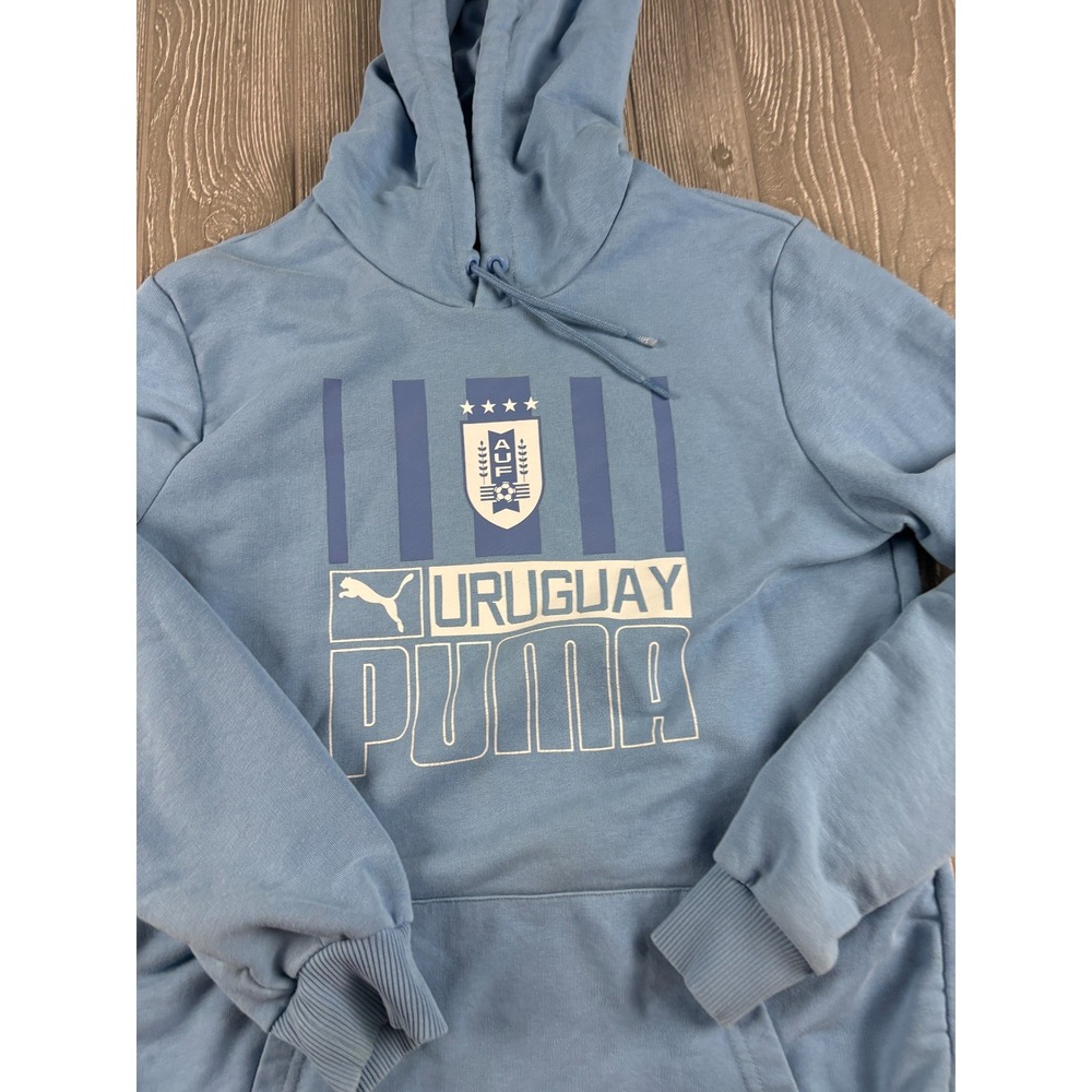 Puma Uruguay Soccer Hoodie Light Blue Pullover Sweatshirt Mens Small AUF Futbol